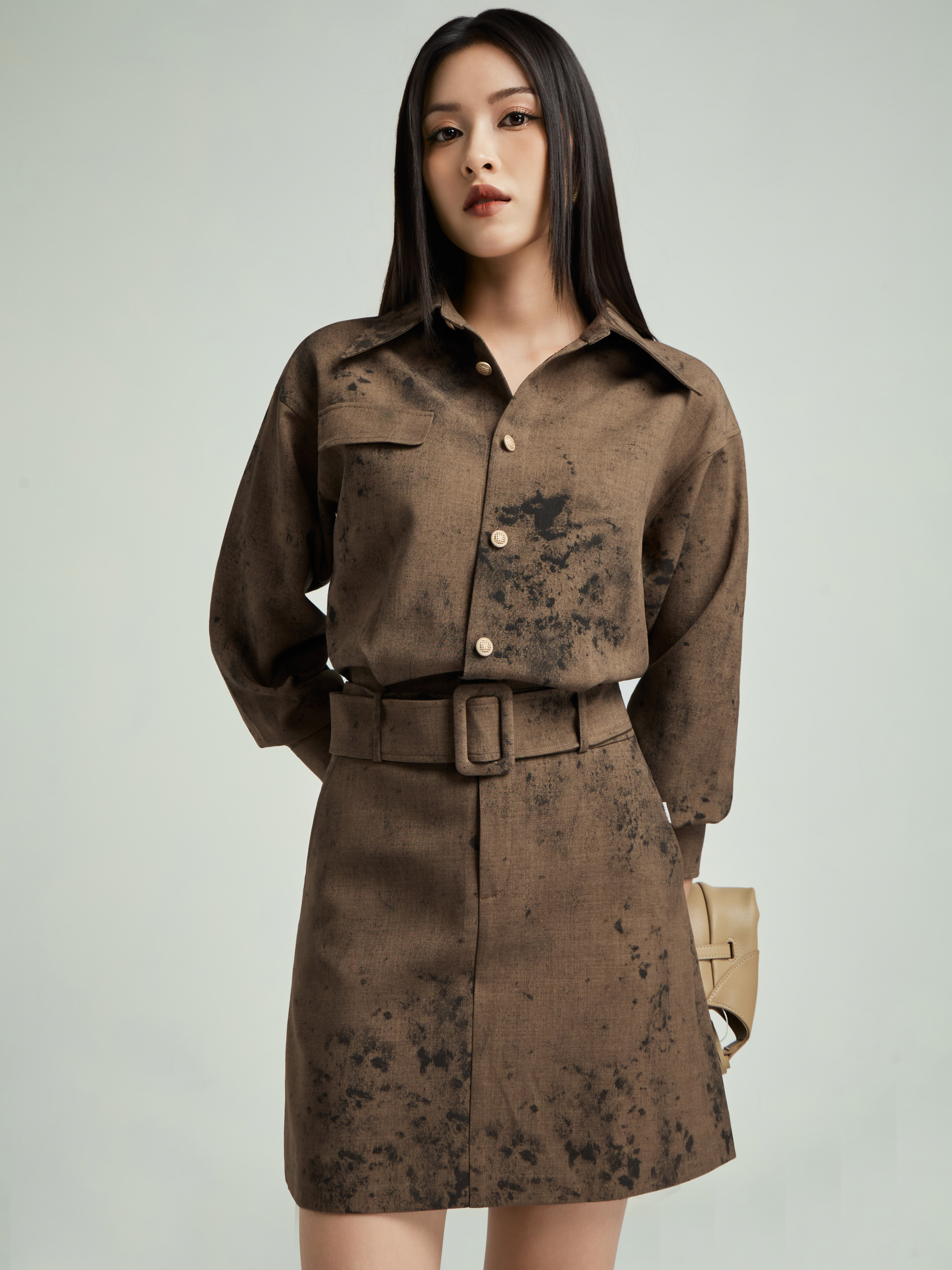 Váy liền cổ đức đai eo